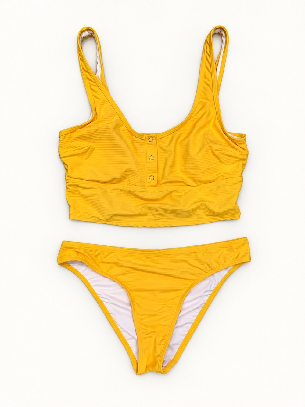 Cupshe Medium Sunflower Yellow Ribbed Tankini Two-Piece Swimsuit Set